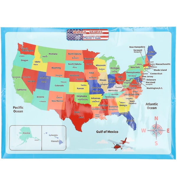 1 Sheet Of Interesting Usa Map Poster Wear-resistant Preschool Poster Children Carousel 1
