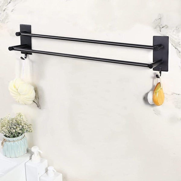 Bathroom Lavatory Towel Rack With 2 Hooks 2 Tier Bathroom Organizer40cm Towel Carousel 5