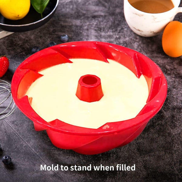 Silicone Fluted Cake Pan 2pc 6 Inch Diameter Nonstick Round Cake Mold Reusable Carousel 2