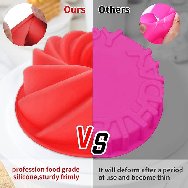 Silicone Fluted Cake Pan 2pc 6 Inch Diameter Nonstick Round Cake Mold Reusable Carousel 4