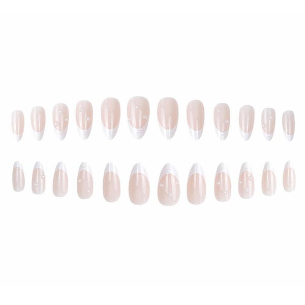 Set Of 24 False Nails Press On Type White/nude Carousel 1