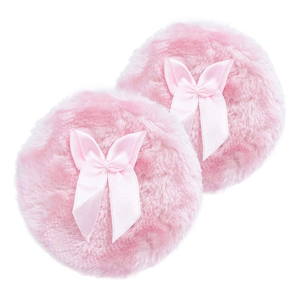Body Powder Puff Ribbon Pattern Fluffy Puffs 2 Pcs In Pink Carousel 1