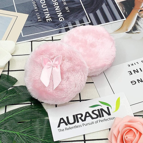 Body Powder Puff Ribbon Pattern Fluffy Puffs 2 Pcs In Pink Carousel 2