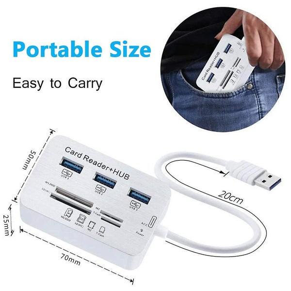 7 In 1 Card Reader With 3 Port Usb 3.0 Hub External Sd Card Drive Carousel 5