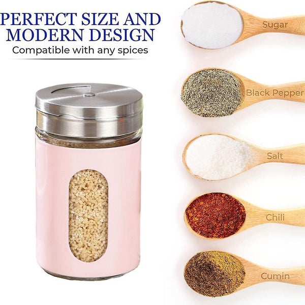 2pcs Salt And Pepper Shakersstainless Steel Shaker Spice Dispenser With Adjust Carousel 2