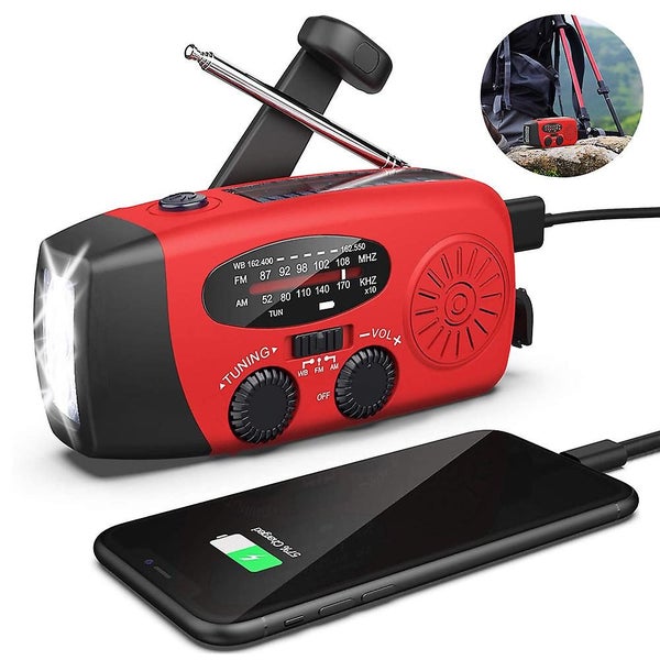 Emergency Hand Crank Radio With Flashlight Portable Solar Radios Am/fm Noaa We Carousel 2