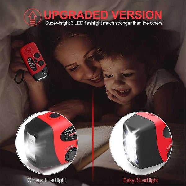 Emergency Hand Crank Radio With Flashlight Portable Solar Radios Am/fm Noaa We Carousel 4