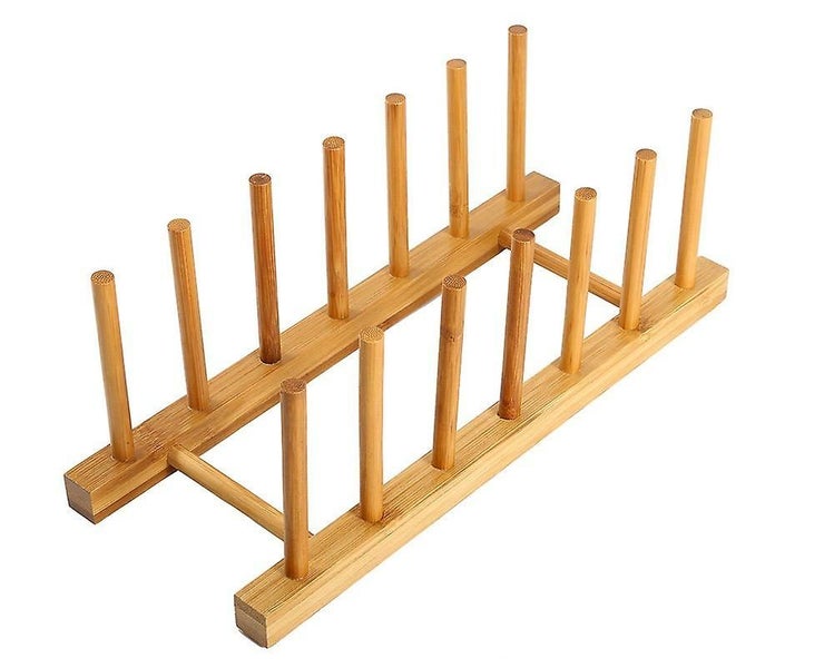 2pcs Bamboo Plate Drying Rack Dish Drainer Storage Cover Rack Stand Kitchen Ca Carousel 2