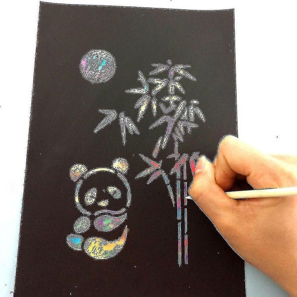 55 Pcs Black Rainbow Paper Scratch Paper Scratch Drawing Paper Scratch Paintin Carousel 5
