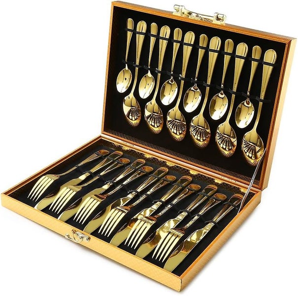 Cutlery Set Golden For 6 People 24 Pieces Cutlery Set Made Of Stainless Steel Carousel 1