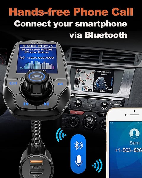 Bluetooth Fm Transmitter Car Radio Adapter Hands-free Call Smart Phone Audio P Carousel 4