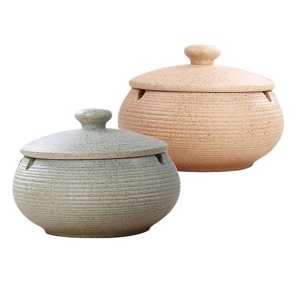 Ashtray With Lids Ceramic Outdoor Ash Holder Windproof Cigarette Ashtray For P Carousel 2