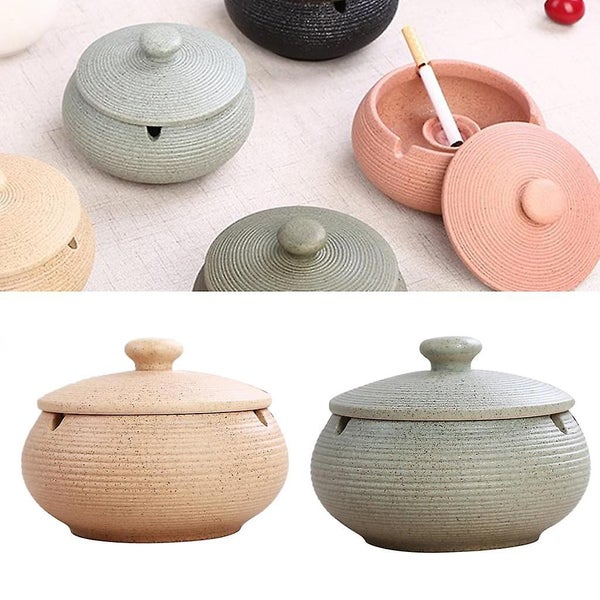 Ashtray With Lids Ceramic Outdoor Ash Holder Windproof Cigarette Ashtray For P Carousel 4