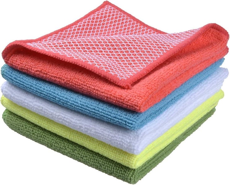 Microfiber Dishwashing Cloths Kitchen Dish Cleaning Cloth Random Color Set Of Carousel 1