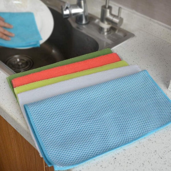Microfiber Dishwashing Cloths Kitchen Dish Cleaning Cloth Random Color Set Of Carousel 4