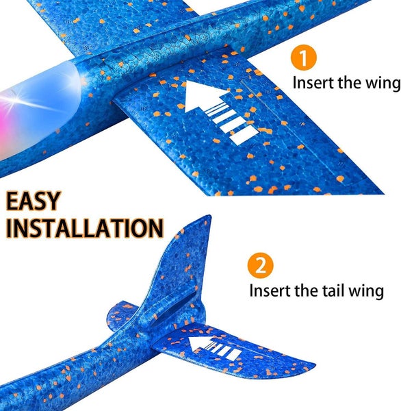 2 Pack Led Light Airplane 19 Large Throwing Foam Plane 2 Flight Mode Glider Pla Carousel 2