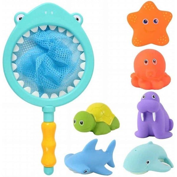 Baby Bath Toys Bathtub Toys With Fishing Nets Discoloration Floating Spitting Carousel 1