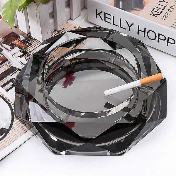 Crystal Ashtray For Home Office Tabletop Decoration Beautiful Craft In Black Carousel 1