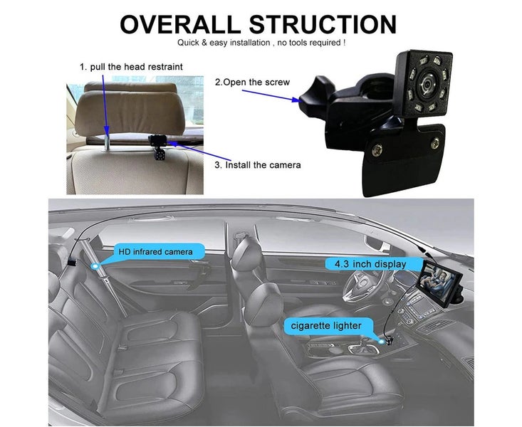 720P HD Car Seat Rear Mirror Camera Baby Camera Monitoring with IR Night Vision Carousel 2