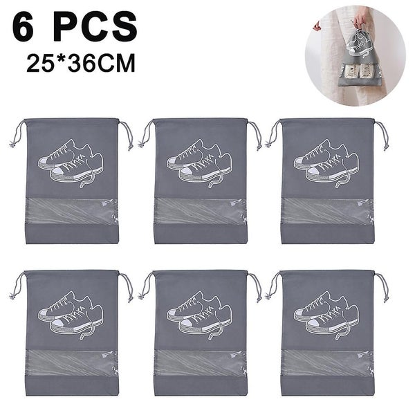 6 Pcs Non-woven Fabric Dustproof Shoe Bags With Drawstring For Travel Waterpro Carousel 1