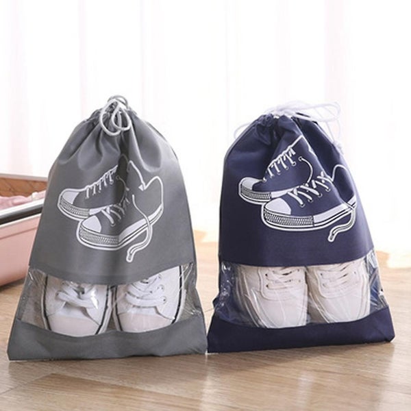 6 Pcs Non-woven Fabric Dustproof Shoe Bags With Drawstring For Travel Waterpro Carousel 5