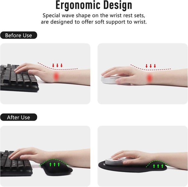 Black Ergonomic Mouse Pad And Keyboard Wrist Rest Memory Foam Wrist Support Wi Carousel 4