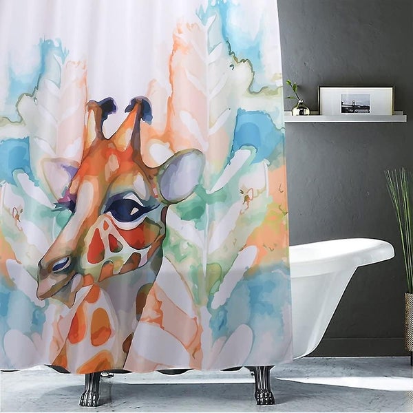 Shower Curtain For Bathroom With 12 Hooks Polyester Fabric Machine Washable Wa Carousel 1