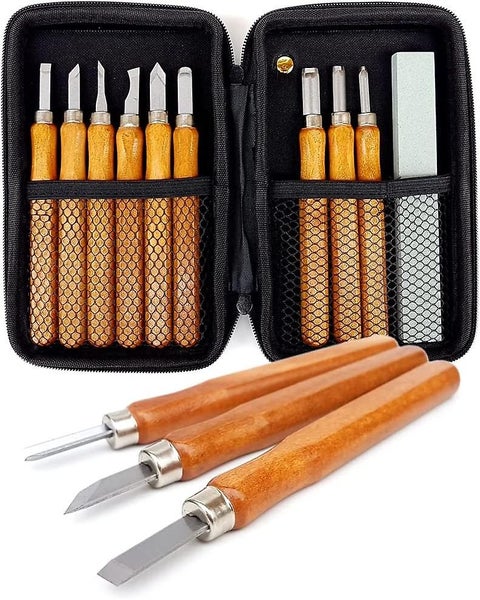12 Piece Wood Carving Tools Set With Whetstone And Protective Case Chisels Gou Carousel 1
