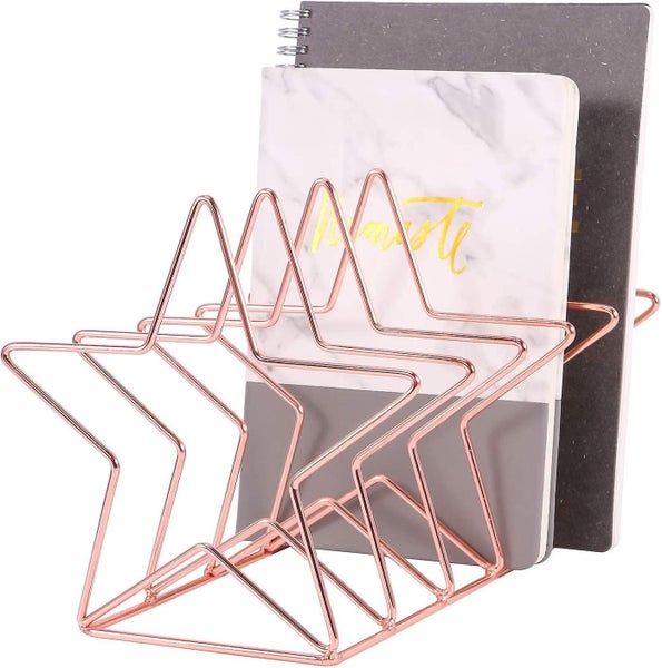 Magazine Holder File Sorter Metal 5 Slot Desk Organizer Rack For Document Fold Carousel 1