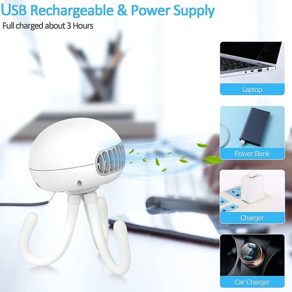 Stroller Fan Portable Bladeless Fan Mini Handheld Fan With Flexible Tripod Cli Carousel 5