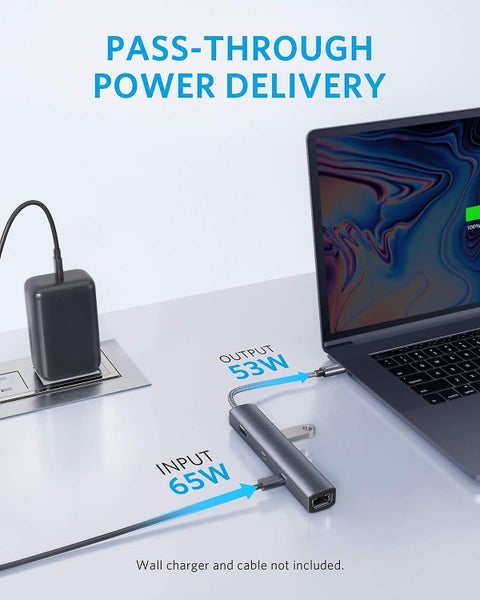 Usb C Hub Powerexpand 6-in-1 Usb C Pd Ethernet Hub With 65w Power Delivery 4k Carousel 4