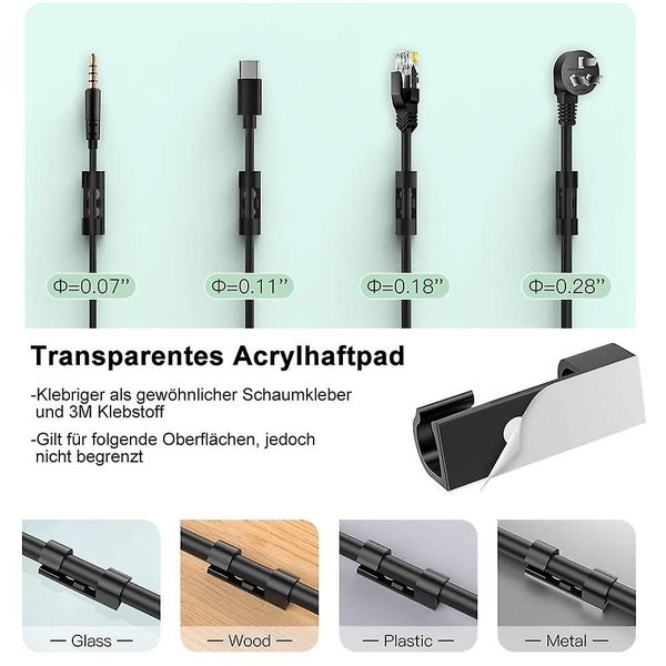 30 Pieces Cable Clips Cable Holder With Adhesive-secured Base Cable Clamp Set Carousel 5