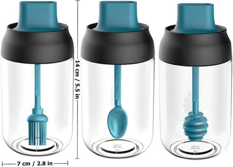 Convenient Kitchen Storage: Set Of 3 Transparent Glass Spice Jars With Sealed Carousel 2