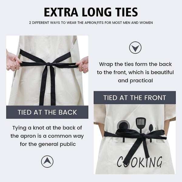 Waterproof Adjustable Kitchen Cooking Aprons With 2 Pockets For Men And Women Carousel 2