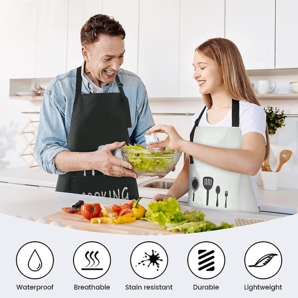 Waterproof Adjustable Kitchen Cooking Aprons With 2 Pockets For Men And Women Carousel 5