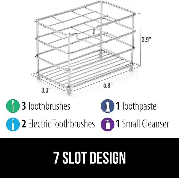 Toothbrush Holder Rust And Slip Resistant 7 Slot Durable Steel Bathroom Acc Carousel 2