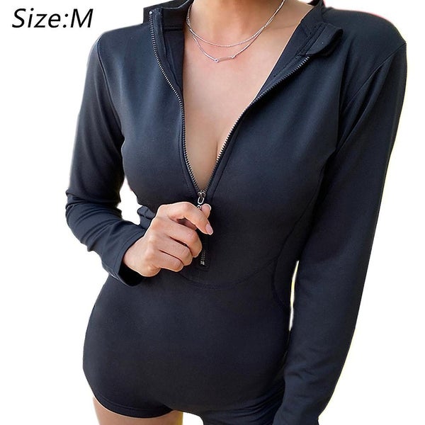 Women's Long Sleeve Rash Guard Uv Protection Zipper Surfing One Piece Swimsui Carousel 4