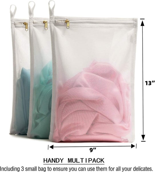 Fine Mesh Laundry Bags For Underwear Lingerie Bra Tights Socks Zipper Closure Carousel 2