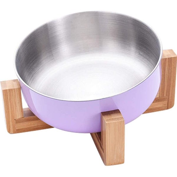 Pet Feeder Feeding Bowl Stainless Steel Bamboo Rise Food Bowl Carousel 1