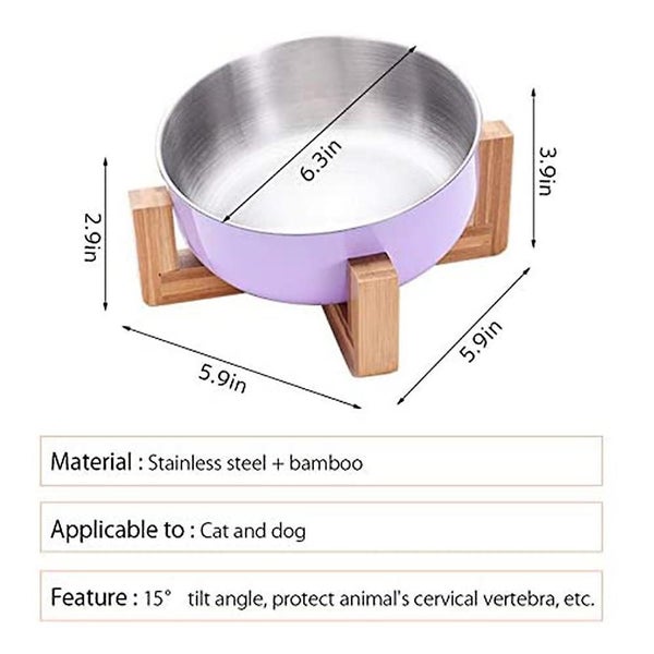 Pet Feeder Feeding Bowl Stainless Steel Bamboo Rise Food Bowl Carousel 5