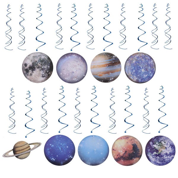 30pcs Space Themed Spiral Planets Decor Hanging Swirl Set Party Supplies For G Carousel 1