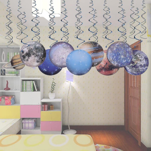 30pcs Space Themed Spiral Planets Decor Hanging Swirl Set Party Supplies For G Carousel 2