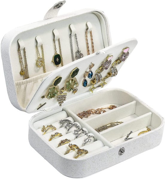 Travel Jewelry Box - Pu Leather Small Jewelry Organizer For Women Girls Carousel 1