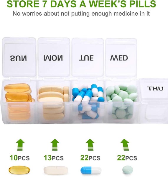 Extra Large Weekly Pill Organizer 2 Pcs Daily Pill Cases For Pills/vitamins/su Carousel 2