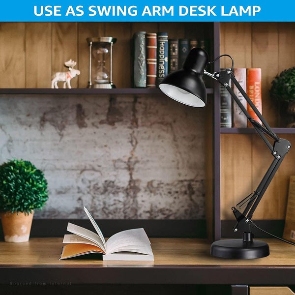 Adjustable Table Lamp With Clamp Metal Swing Arm Desk Lamp For Bedroom Study H Carousel 2