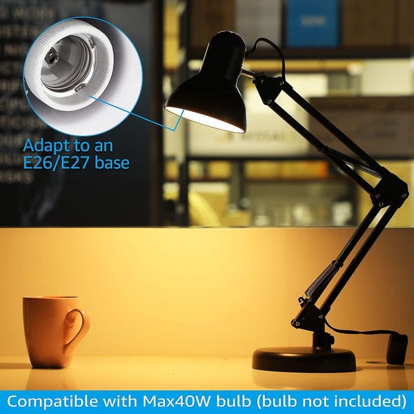 Adjustable Table Lamp With Clamp Metal Swing Arm Desk Lamp For Bedroom Study H Carousel 5
