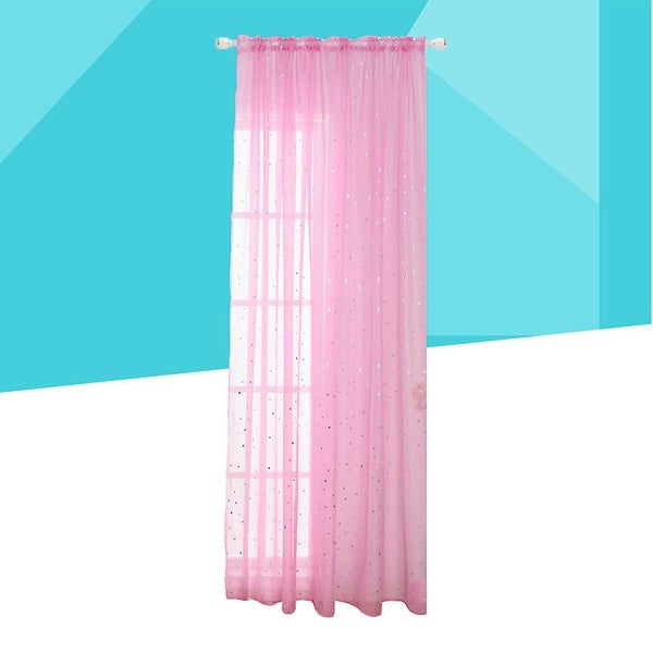 Home Fashion Sheer Curtains Grommets Romantic Silver Star Foil Window Treatmen Carousel 3