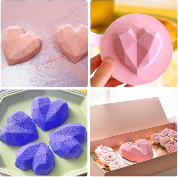 8 Pcs Diamond Heart Love Shape Silicone Cake Mold Silicone Cupcake Mold Oven S Carousel 2