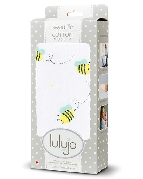 Lulujo Muslin Swaddle Blanket Bumbling bee Carousel 1