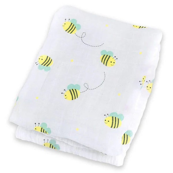 Lulujo Muslin Swaddle Blanket Bumbling bee Carousel 2